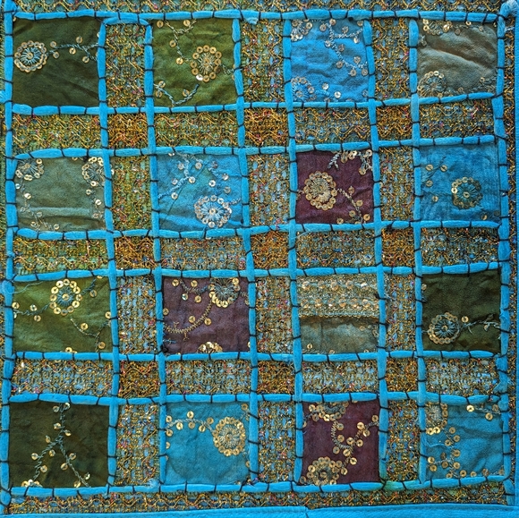 NWT 100% Cotton Handmade Beaded Sari Patchwork Home Decor Accent Pillow Cover - Picture 3 of 5